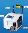 Heavy Duty Semi-Automatic Cable Tie Gun Machine For Professional Wire Harness Sealing And Strapping Bundles Up To 30 Mm with operation panel and material rack.
