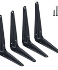 Beefy Heavy Duty Metal Floating Shelf Brackets 5x6 Inch Black L Shaped Wall Mount Supports For Desk Office Kitchen With Anchors And Screws 4 Pack