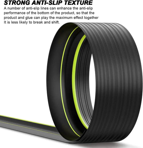Close-up of the Universal Garage Door Threshold Seal Kit 20Ft With Bottom Waterproof Rubber Weather Stripping Replacement, showing anti-slip texture.