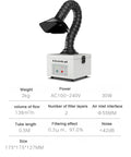 Top Shelf Solder Fume Extractor With Dual Layer Activated Carbon Filter showing flexible arm and control panel for clean air.