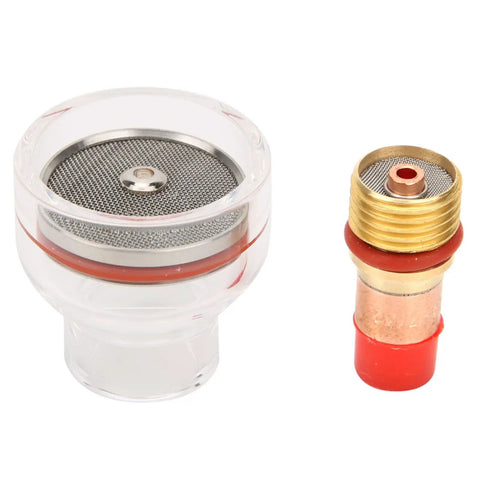 Gas Lens TIG Torch Kit for Arc Welding showing clear nozzle and brass collet