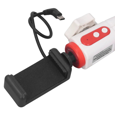 Two Way Articulating Borescope Camera With 180 Degree Dual Tilt Head And 6Mm Probe On A 3.3 Foot Snake Cable close-up of cable and attachment