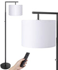 LED Floor Lamp With Stepless Dimming And Four Color Temperature Modes, Modern Black Standing Lamp With Remote And Rotary Switch.