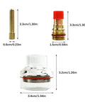 Components of Glass Cup Kit For Welding Torch With Fluid Nozzle Set, including glass cup, nozzle, and silicone ring, dimensions shown.