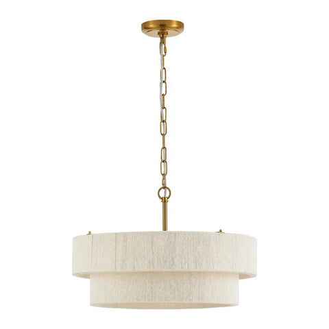 Hand Woven Rattan Chandelier Serving Real Boho Vibes And Adjustable Coastal Design, two-tiered lamp with gold chain.