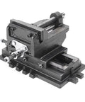 4 Inch Cross Slide Drill Press Vise XY Two Way Milling Vice Heavy Duty Cast Steel Mount precision threaded clamping side view.