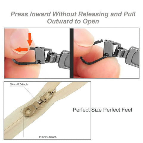 Handy Zipper Pull Replacement Kit For Small Holes With Detachable Tabs, Easy Install demonstration on zipper slider close-up