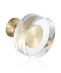 Six Pack One And A Quarter Inch White Glass Crystal Cabinet Knobs Gold Brushed Brass Round Drawer Pulls For Dresser Closet Kitchen Cabinets And Bifold Doors Hardware Sleek Swanky Finish white glass knob with brushed brass base