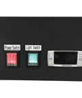 Control panel of Two Door Merchandiser Freezer With Forty Five Cubic Feet Of Cold Storage, featuring power and light switches.