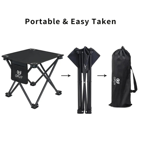 2 Pack 13 Inch Portable Folding Camping Stool With Carry Bag For Outdoor Adventures Camping Hiking Beach Fishing Gardening Picnics And Travel Ultralight Lightweight Grab And Go Foot Stool showing stool folded and in bag