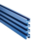 All In One Aluminum T Track Fence System For Woodworking A 36 Inch Universal Track With 3 Inch Multi Track On Every Face To Build Custom Fences Jigs And Fixtures Accepts Quarter Inch T Bolts Quarter Inch Hex Bolts And Five Sixteenth Inch T Bolts, showing side view.