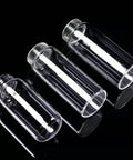Premium Quartz Glass Screw Cap Sampling Vial With PTFE Cap Built Tough For High Temp Testing Up To 1200C three sizes displayed on black background