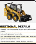Caterpillar 242D3 Skid Steer Loader With Attachment Set Display Model 1 To 50 Scale High Line Series Collectible Metal Construction Equipment Not For Play Showpiece with rubber wheels and mesh windows