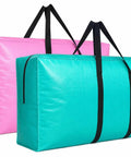 Monster Size Waterproof Moving Storage Duffel Bag Heavy Duty Extra Large Tote For Home And Garage in pink and turquoise