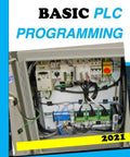 Cover of Practical Ladder Logic PLC Programming Guide For Beginners featuring a PLC control panel, 2021 edition.