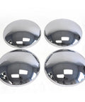 Set Of 4 Ten One Eighth Inch Closed Front And Rear Center Caps In Chrome For Cars Trucks And SUVs Universal Fit Easy Push Through Installation Durable Steel Construction With Bright Chrome Finish top view on white background