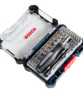 Two-In-One 42-Piece Extra Hard Precision And Standard Screwdriver Bit Set with Two Magnetic Handles in case, top view
