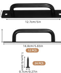 Dimensions of 12 Pack Black Barn Door Handle Cabinet Pulls Aluminum Alloy 5.8 Inch Long with screws for kitchen cabinets