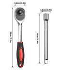 3/8 Inch Drive socket ratchet wrench set with chrome steel extensions, suitable for home garage projects. Knock Out Tough Shop Tasks With This Badass 3/8 Inch Drive 36 Piece Socket Ratchet Wrench Set Packing Smooth Chrome Steel Extensions And Universal Joints For Every Home Garage Project.