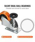Buttery Smooth Rolling Leveling Casters 3 Inch Diameter 4 Pack with silent dual ball bearings for flexible mobility.