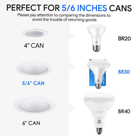 Real Deal Brightness With These Top Shelf Dimmable BR30 LED Recessed Light Bulbs 75 Watt Equivalent Warm White 3000K Flood Can Lights 900 Lumens For Ceilings 6 Pack