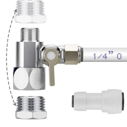 Chrome 3-In-1 Universal Water Feed Adapter Kit For RO Systems with G1/2 Female and 3/8 Inch Compression details