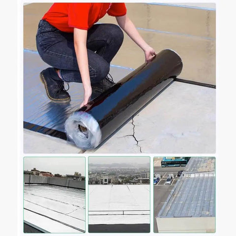 Person installing Heavy Duty Synthetic Roof Underlayment Featuring Reflective Aluminum Foil And Sbs Asphalt Self Adhesive Backing For A No Mess Install And Crack Patching That Works Like A Charm In Silver One Point Five Millimeters.