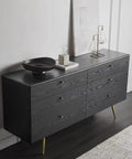 Peel And Stick Black Wood Grain Wallpaper For Counters And Cabinets, Self Adhesive Removable Wall Covering, dresser view