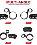 Speedometer Relocation Bracket For Sportster XL 883 And XL 1200 Models, front, back, side views of clamp with 39mm fork brackets.