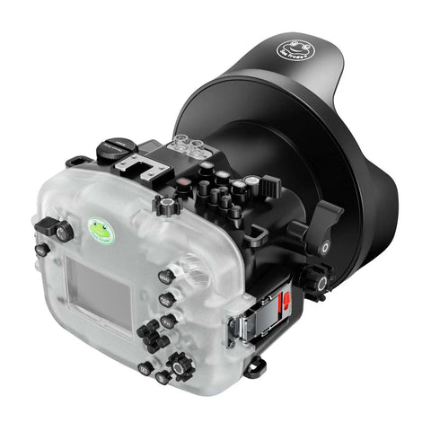 Underwater Housing For Sony FX3 FX30 With WA005A Dome Port Kit 40m Waterproof Scuba Case showing dials and buttons in focus