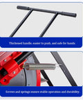 Detail of Hand Push Garden Seeder And Seed Sower With Fertilizer Applicator handle and spring mechanism.