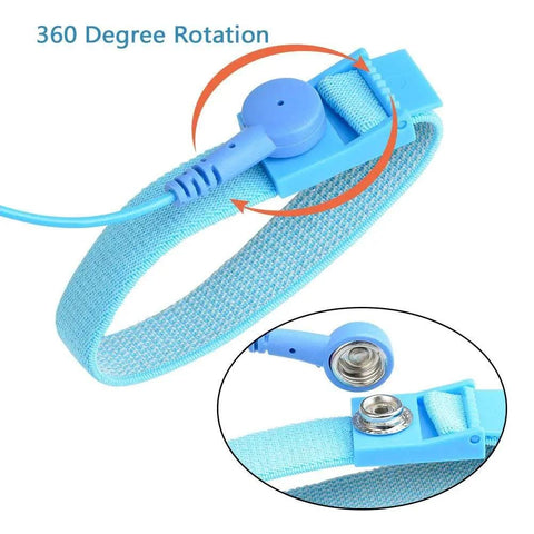 16 Pack ESD Anti Static Wrist Straps With Grounding Wire Extendable 1.8 Meter Coiled Cord Up To 71 Inches Alligator Clip