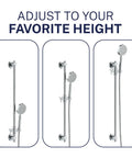 Solid Metal 27.5 Inch Shower Slide Bar Set With Handheld Shower Head And Hose Chrome Finish 2.5 GPM, adjustable height view