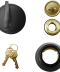 Keyed Alike Front Door Lock Set With Deadbolt And Knob, Oil Bronze Finish, 5 Pack, showing lock, keys, and components
