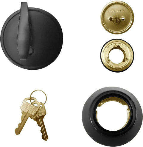 Keyed Alike Front Door Lock Set With Deadbolt And Knob, Oil Bronze Finish, 5 Pack, showing lock, keys, and components