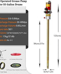 Heavy Duty Pneumatic Grease Pump For 55 Gallon Drums Portable Air Grease Filler Pump With 50 To 1 Pressure Ratio diagram