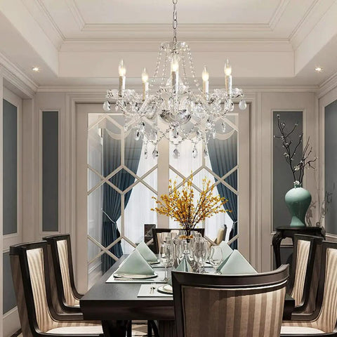 Smoky Gray K9 Crystal Chandelier Modern Ceiling Light Fixture With 6 Lights Sparkling Crystal Chains And Pendants Glam