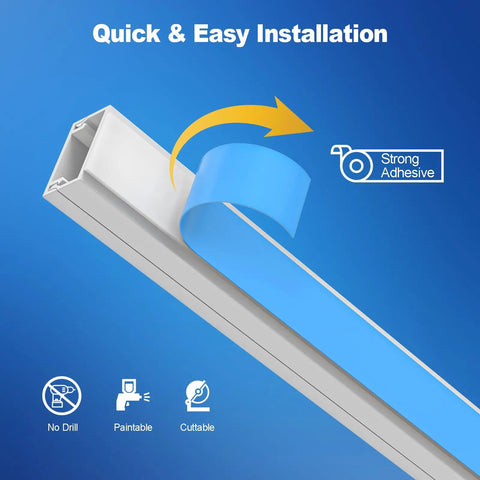Cord Hider Kit For Walls Paintable Cable Raceways For TV Wires Self-Adhesive White Cord Covers quick installation with adhesive