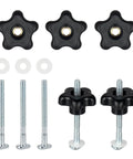 M6 X 75mm T Track Bolts Star Knob Kit For T Slot Tracks 3 Inch With Washers 5 Pack for woodworking jigs setup