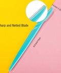 Top Shelf Dermaplane Razor Blade Refills For Ultra Smooth Face Shaving And Gentle Exfoliation With Durable Stainless Steel Eyebrow Shapers For A Flawless Daily Skin Care Routine That Hits Different, sharp blue razor with netted blade.