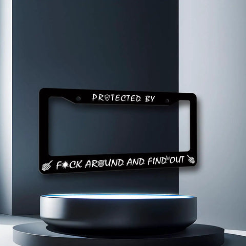 Funny License Plate Frame Personalize Your Ride Black Stainless Steel Car Decoration Fits All Standard US And Canada Plates
