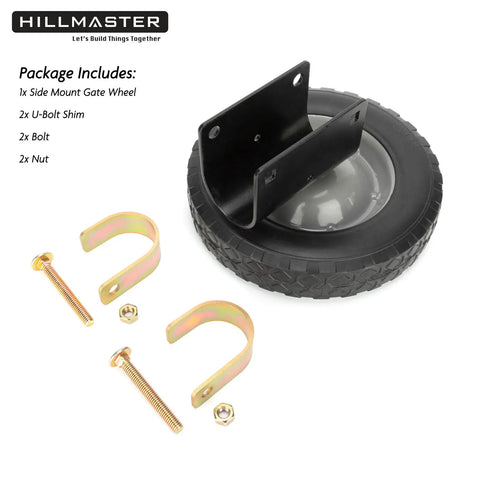 Heavy Duty 8 Inch Gate Wheel Caster Kit For One And Five Eighths To Two Inch Frames, rubber tire, steel plate, bolts