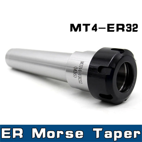 Top Grade MT4 ER32 Spring Collet Chuck With Morse Taper Holder for CNC tools, featuring a sleek steel design for secure gripping.
