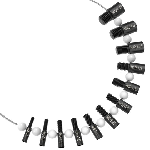 Pro Grade Nut And Bolt Thread Checker Set Inch And Metric, 26 Male And Female Gauges, stainless steel, in wire loop display