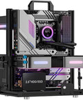 Open Air Aluminum PC Test Bench Case With Open Frame Chassis, motherboard installed, showing modular build and cable management.