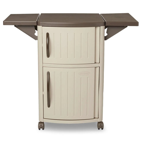 Outdoor Grilling Prep Station With Storage Portable Backyard Kitchen Counter Durable Resin Weather Resistant Top Cabinet