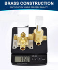 Solid Brass Shower Valve Pressure Balancing Mixer With Three Outlet Diverter Chrome Finish Keeps Water Temperature Steady And Flow Consistent Top Notch Safety Valve Thermostatic Limit Stop on scale