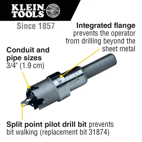 Heavy Duty 3 4 Inch Carbide Hole Cutter Rips Through Metal Sheets Like Hot Butter Cuts Crisp Holes In Stainless Steel Iron Copper Brass Up To 3 16 Thick Shop Grade Power Tool Bit with integrated flange for precision.