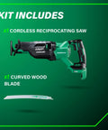 Cordless Reciprocating Saw With 36V MultiVolt, 4-Stage Speed Selector Range 1,700 To 3,000 SPM, Curved Wood Blade Included