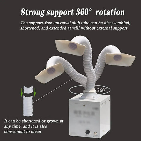 360° adjustable tube of the Solid Welding Fume Extractor Runs Quiet As A Whistle And Cuts Solder Smoke Fast for flexible airflow.